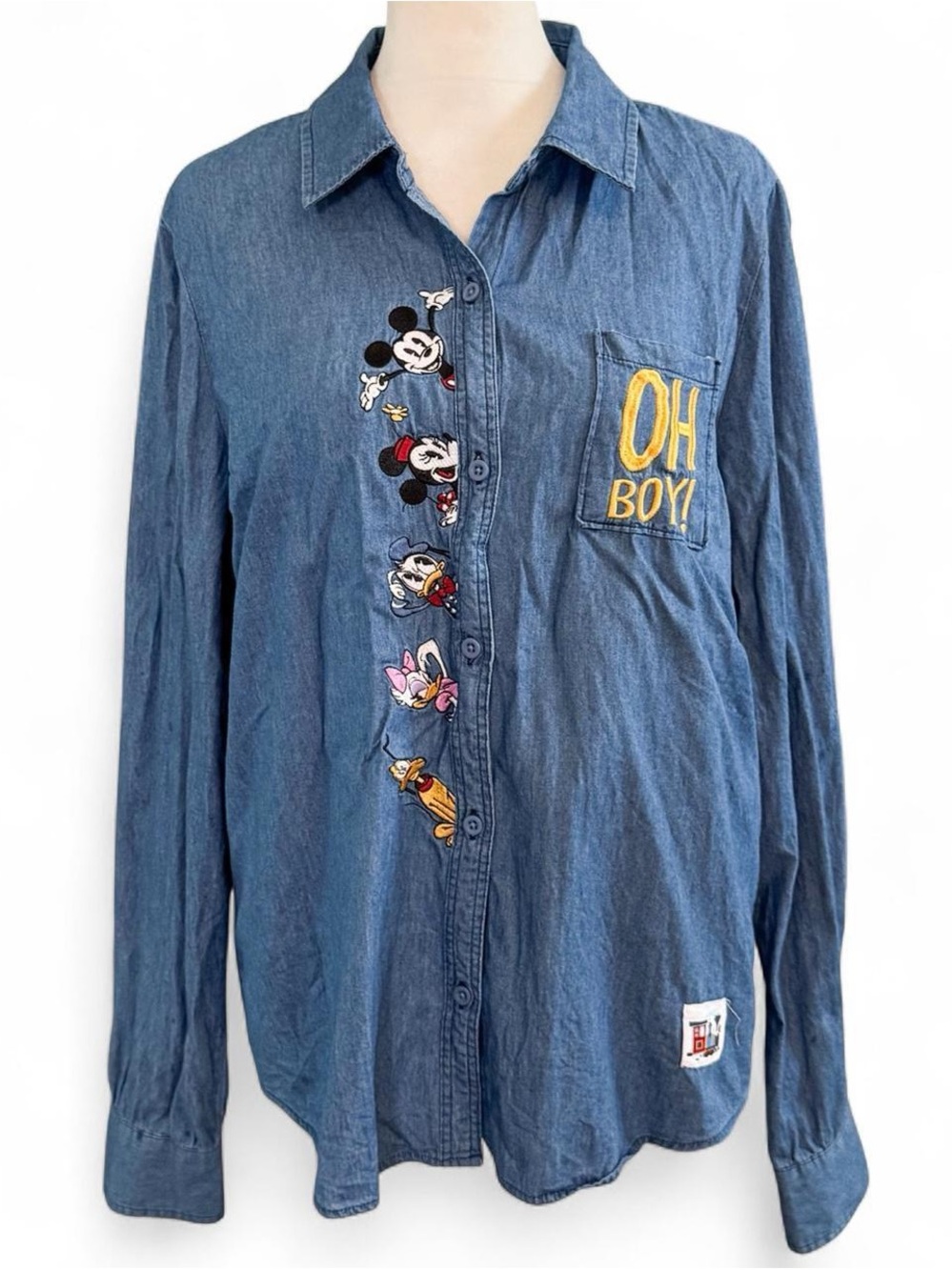 Disney Mickey Minnie Runaway Railway Embroidered Chambray Denim
